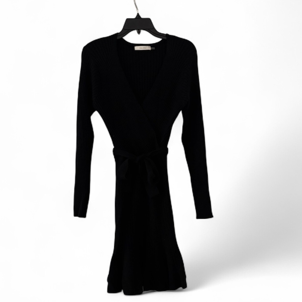 IDEM DITTO Black Ribbed Long Sleeve Dress with Tie Waist